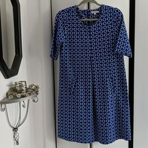 Tyler Boe blue and white dress